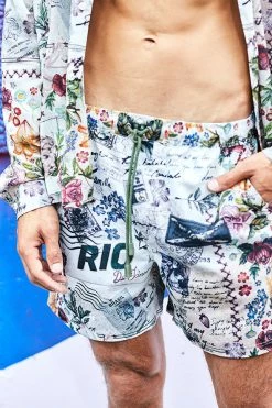 MEN'S ELASTIC WAIST BOARDSHORT MEMORY LANE -clothing shop 13 19