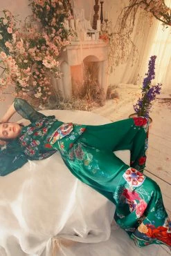 WIDE LEG PANT WITH GATHERED POCKETS EMERALD'S ORBIT 12 WIDE LEG PANT WITH GATHERED POCKETS EMERALD'S ORBIT -clothing shop 191113 CAMILLA THENNOW 2001 09 2311