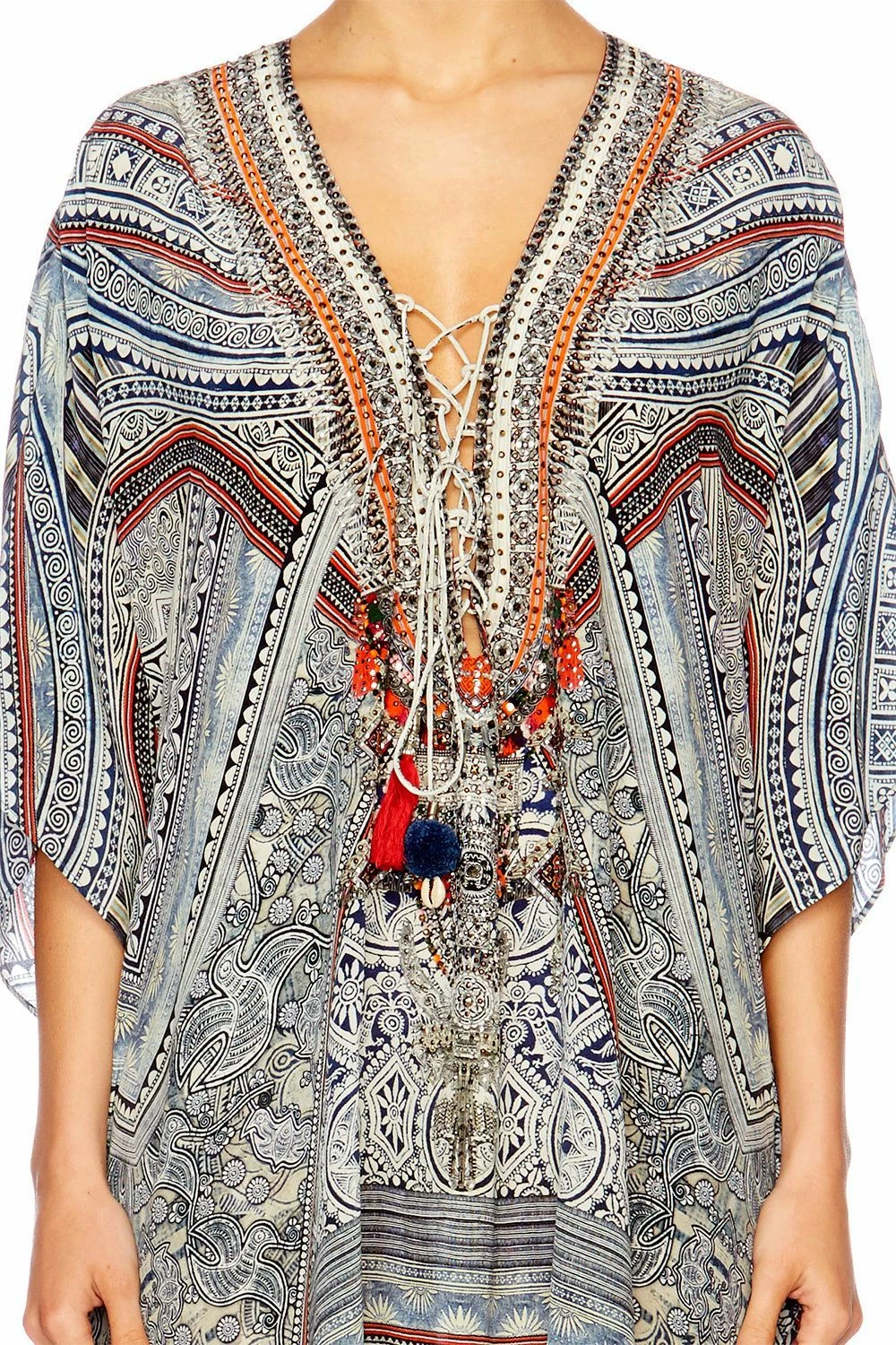 SHORT LACE UP KAFTAN ANTIQUE BATIK 6 SHORT LACE UP KAFTAN ANTIQUE BATIK - Image 6