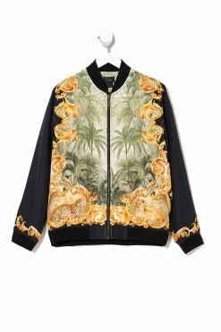 ZIP THROUGH BOMBER JACKET PALAZZO OF PALMS -clothing shop CAMILLA 00013613 ZIP THROUGH BOMBER JACKET PALAZZO OF PALMS FLATLAY 1