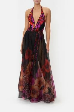 MAXI WRAP SKIRT MIDNIGHT POPPY