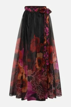 MAXI WRAP SKIRT MIDNIGHT POPPY -clothing shop CAMILLA 00014637 MAXI WRAP SKIRT MIDNIGHT POPPY GHOST