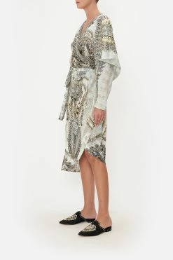 WRAP DRESS WITH DRAPED SLEEVE FREE ESPIRITU -clothing shop CAMILLA 00014739 WRAP DRESS WITH DRAPED SLEEVE FREE ESPRITU 2