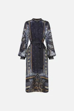 BLOUSON SLEEVE PLACKET DRESS FOREVER FAMILY -clothing shop CAMILLA 00015815 BLOUSON SLEEVE PLACKET DRESS FOREVER FAMILY GHOST 1