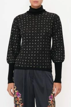 GATHERED CUFF FITTED KNIT DANCE WITH DUENDE -clothing shop CAMILLA 00015841 GATHERED CUFF FITTED KNIT DANCE WITH DUENDE 4