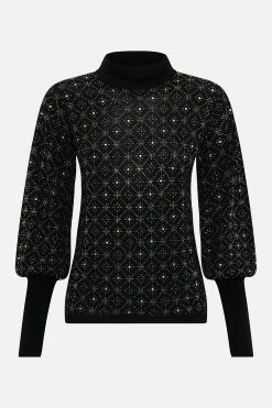 GATHERED CUFF FITTED KNIT DANCE WITH DUENDE -clothing shop CAMILLA 00015841 GATHERED CUFF FITTED KNIT DANCE WITH DUENDE GHOST