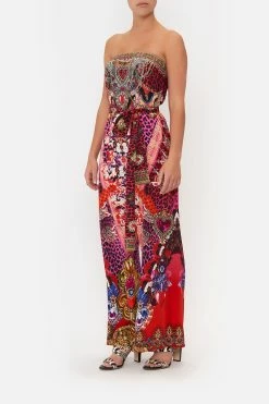 TIE WAIST STRAPLESS JUMPSUIT ARTESANIA MANIA -clothing shop CAMILLA 00016142 TIE WAIST STRAPLESS JUMPSUIT ARTESANIA MANIA 2