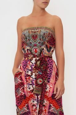 TIE WAIST STRAPLESS JUMPSUIT ARTESANIA MANIA -clothing shop CAMILLA 00016142 TIE WAIST STRAPLESS JUMPSUIT ARTESANIA MANIA 4