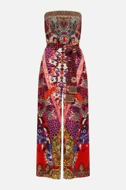 TIE WAIST STRAPLESS JUMPSUIT ARTESANIA MANIA -clothing shop CAMILLA 00016142 TIE WAIST STRAPLESS JUMPSUIT ARTESANIA MANIA GHOST