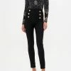 BUTTON EMBELLISHED PONTE PANT WILD HORSES