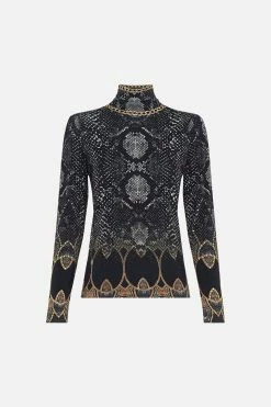 JERSEY TURTLENECK WILD HORSES -clothing shop CAMILLA 00016919 JERSEY TURTLENECK WILD HORSES GHOST