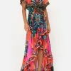 FRILL SLEEVE LONG DRESS IN A FLUTTER