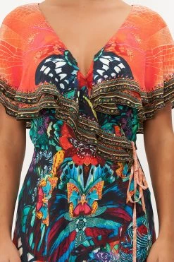 FRILL SLEEVE LONG DRESS IN A FLUTTER -clothing shop CAMILLA 00017004 FRILL SLEEVE LONG DRESS IN A FLUTTER 5