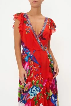 RUFFLE WRAP DRESS BIRDS OF A FEATHER -clothing shop CAMILLA 00017060 RUFFLE WRAP DRESS BIRDS OF A FEATHER 4