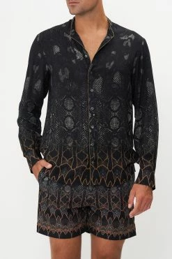 LONG SLEEVE MANDARIN COLLAR SHIRT WILD HORSES -clothing shop CAMILLA 00017617 LONG SLEEVE MANDARIN COLLAR SHIRT WILD HORSES 4