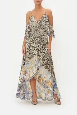 RUFFLE OVERLAYER WRAP DRESS SEAHORSE SONNET