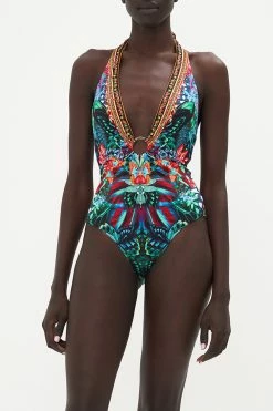 RING DETAIL PLUNGE V ONE PIECE IN A FLUTTER -clothing shop CAMILLA 00018164 RING DETAIL PLUNGE V ONE PIECE IN A FLUTTER 4