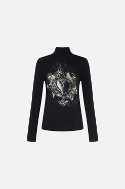 JERSEY TURTLENECK ANIMAL ANARCHY -clothing shop CAMILLA 00018260 JERSEY TURTLENECK ANIMAL ANARCHY GHOST