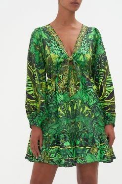 SHORT TIE FRONT BLOUSON DRESS GORILLA GROOVE 10 SHORT TIE FRONT BLOUSON DRESS GORILLA GROOVE -clothing shop CAMILLA 00018420 SHORT TIE FRONT BLOUSON DRESS GORILLA GROOVE 4