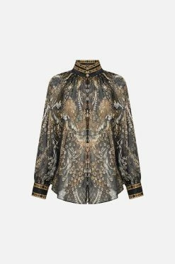 RAGLAN BUTTON UP SHIRT RAVIN RAVEN -clothing shop CAMILLA 00018969 RAGLAN BUTTON UP SHIRT RAVIN RAVEN GHOST