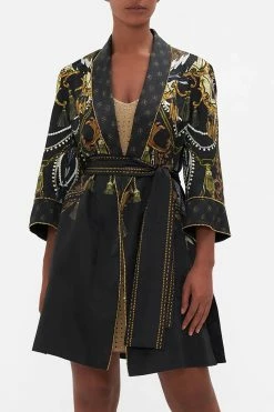 ROLL COLLAR PAJAMA JACKET RAVIN RAVEN -clothing shop CAMILLA 00018970 ROLL COLLAR PAJAMA JACKET RAVIN RAVEN 1