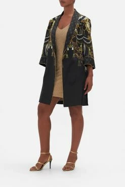 ROLL COLLAR PAJAMA JACKET RAVIN RAVEN -clothing shop CAMILLA 00018970 ROLL COLLAR PAJAMA JACKET RAVIN RAVEN 4