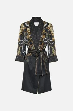 ROLL COLLAR PAJAMA JACKET RAVIN RAVEN -clothing shop CAMILLA 00018970 ROLL COLLAR PAJAMA JACKET RAVIN RAVEN GHOST 1