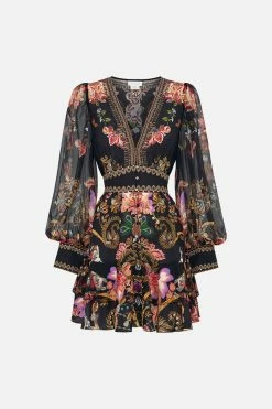 BUTTON FRONT FRILL DRESS TO CATCH A SPIDER 8 BUTTON FRONT FRILL DRESS TO CATCH A SPIDER -clothing shop CAMILLA 00019006 BUTTON FRONT FRILL DRESS TO CATCH A SPIDER GHOST 1