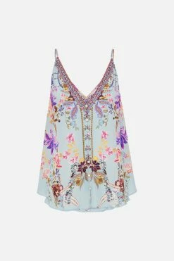 BUTTON FRONT V NECK CAMI LOVE WEB -clothing shop CAMILLA 00019024 BUTTON FRONT V NECK CAMI LOVE WEB GHOST