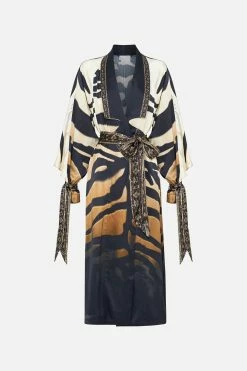 SOFT TRENCH WITH TIES TAME MY TIGER -clothing shop CAMILLA 00019083 SOFT TRENCH WITH TIES TAME MY TIGER GHOST