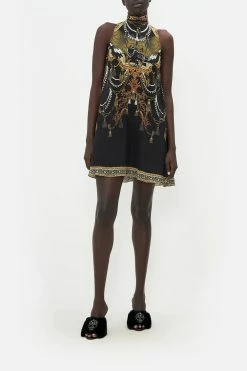 BACK NECK TIE SHORT DRESS RAVIN RAVEN