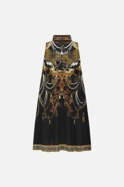 BACK NECK TIE SHORT DRESS RAVIN RAVEN -clothing shop CAMILLA 00019325 BACK NECK TIE SHORT DRESS RAVIN RAVEN GHOST