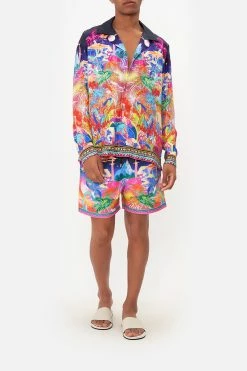 LONG SLEEVE CAMP COLLARED SHIRT FLIGHT OF THE FLAMINGO