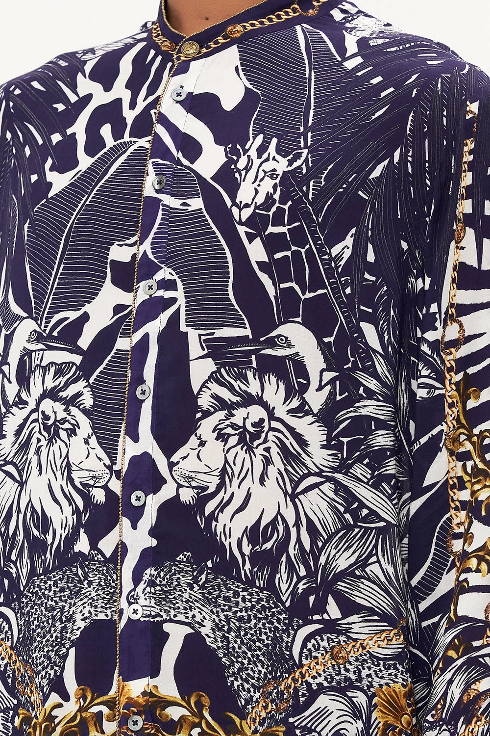 LONG SLEEVE MANDARIN COLLAR SHIRT WHERES YOUR HEAD AT 6 LONG SLEEVE MANDARIN COLLAR SHIRT WHERES YOUR HEAD AT - Image 6