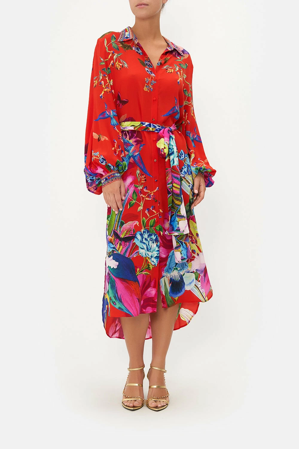 HIGH LOW MIDI SHIRT DRESS BIRDS OF A FEATHER 1 HIGH LOW MIDI SHIRT DRESS BIRDS OF A FEATHER