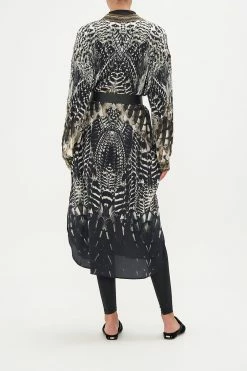 BLOUSON SLEEVE PLACKET DRESS NIGHT OWL -clothing shop CAMILLA 00019999 BLOUSON SLEEVE PLACKET DRESS NIGHT OWL MODEST 2