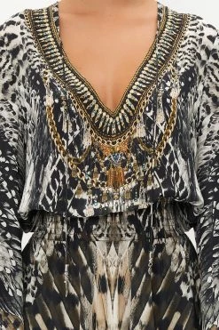 SHIRRED RELAXED FIT DRESS NIGHT OWL -clothing shop CAMILLA 00020000 SHIRRED RELAXED FIT DRESS NIGHT OWL 5