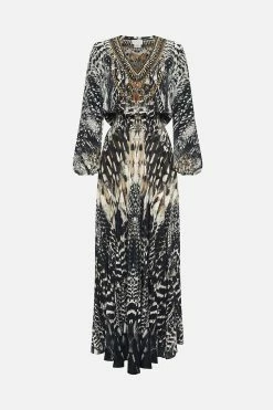 SHIRRED RELAXED FIT DRESS NIGHT OWL -clothing shop CAMILLA 00020000 SHIRRED RELAXED FIT DRESS NIGHT OWL GHOST