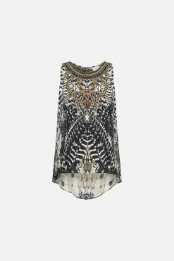 BUTTON BACK TOP NIGHT OWL 10 BUTTON BACK TOP NIGHT OWL -clothing shop CAMILLA 00020007 BUTTON BACK TOP NIGHT OWL GHOST