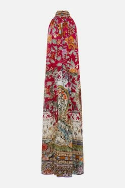 TIE NECK LONG DRESS TASTE OF TWILIGHT -clothing shop CAMILLA 00020106 TIE NECK LONG DRESS TASTE OF TWILIGHT GHOST