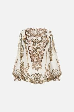 RAGLAN BLOUSE WITH CENTRE FRONT RUFFLE ROAD TO RICHESSE -clothing shop CAMILLA 00020358 RAGLAN BLOUSE WITH CF RUFFLE ROAD TO RICHESSE GHOST