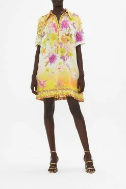 SHORT SLEEVE MINI SHIRT DRESS HOW DOES YOUR GARDEN GROW