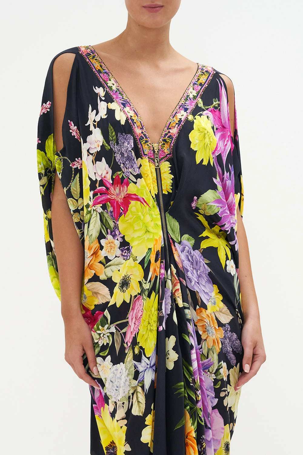 LONG DRAPE DRESS WITH ZIP FRONT PEACE BE WITH YOU - Image 5