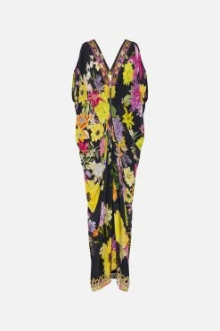 LONG DRAPE DRESS WITH ZIP FRONT PEACE BE WITH YOU -clothing shop CAMILLA 00020443 LONG DRAPE DRESS WITH ZIP FRONT PEACE BE WITH YOU GHOST