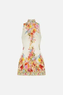 NECK TIE PLAYSUIT WITH ELASTIC WAIST SUNLIGHT SYMPHONY 8 NECK TIE PLAYSUIT WITH ELASTIC WAIST SUNLIGHT SYMPHONY -clothing shop CAMILLA 00020645 NECK TIE PLAYSUIT WITH ELASTIC WAIST SUNLIGHT SYMPHONY GHOST