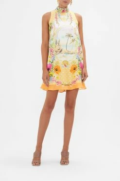 HIGH COLLAR SHIFT DRESS SUNLIGHT SYMPHONY