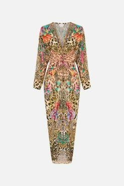 LONG SPLIT FRONT TWIST DRESS QUEEN ATLANTIS -clothing shop CAMILLA 00020701 LONG SPLIT FRONT TWIST DRESS QUEEN ATLANTIS GHOST