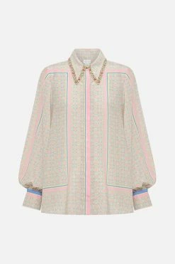 CURVED COLLAR BLOUSE SUNLIGHT SYMPHONY -clothing shop CAMILLA 00020706 CURVED COLLAR BLOUSE SUNLIGHT SYMPHONY GHOST 1