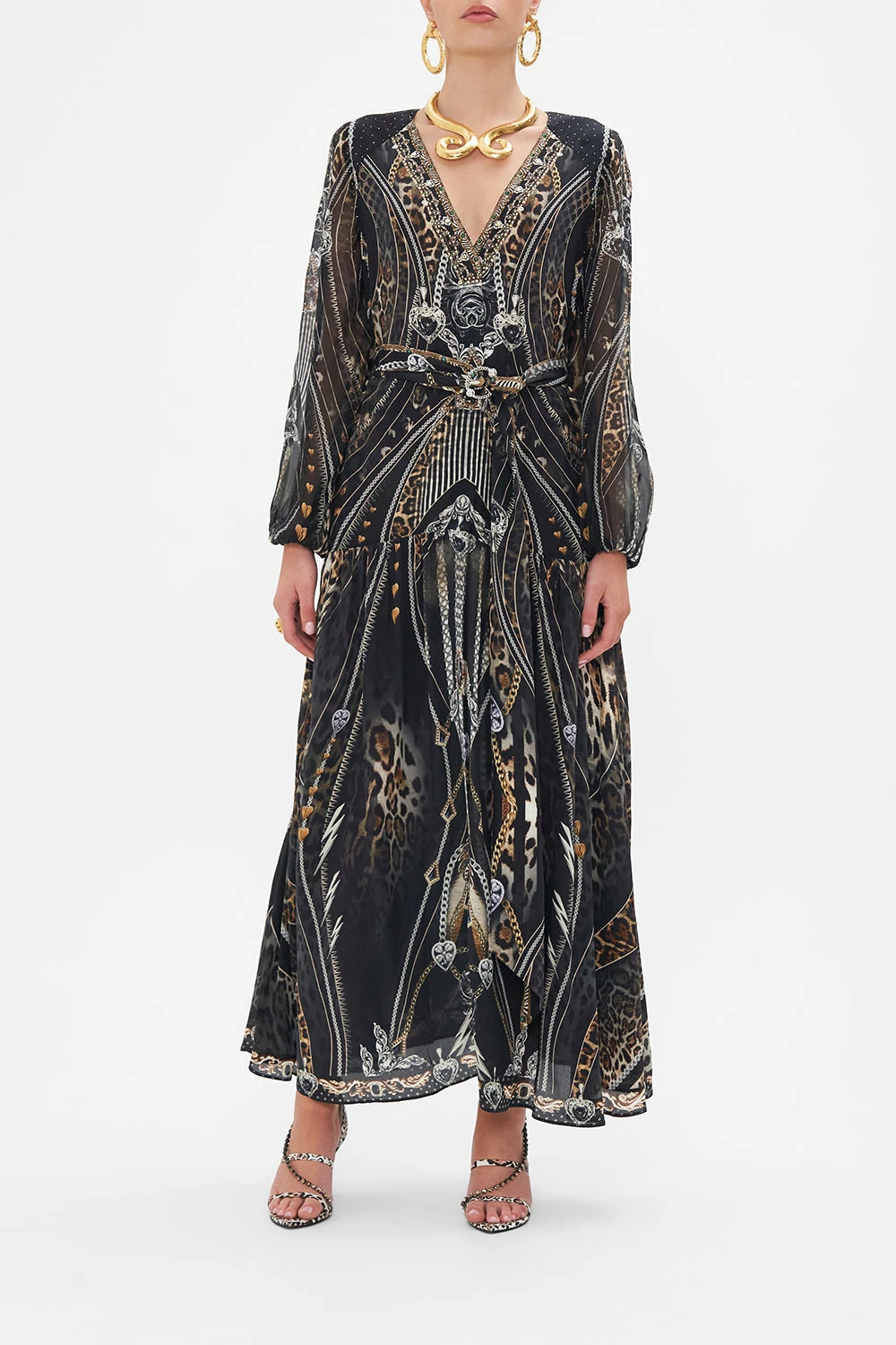 V NECK DRESS WITH BELT CHAOS IN THE COSMOS