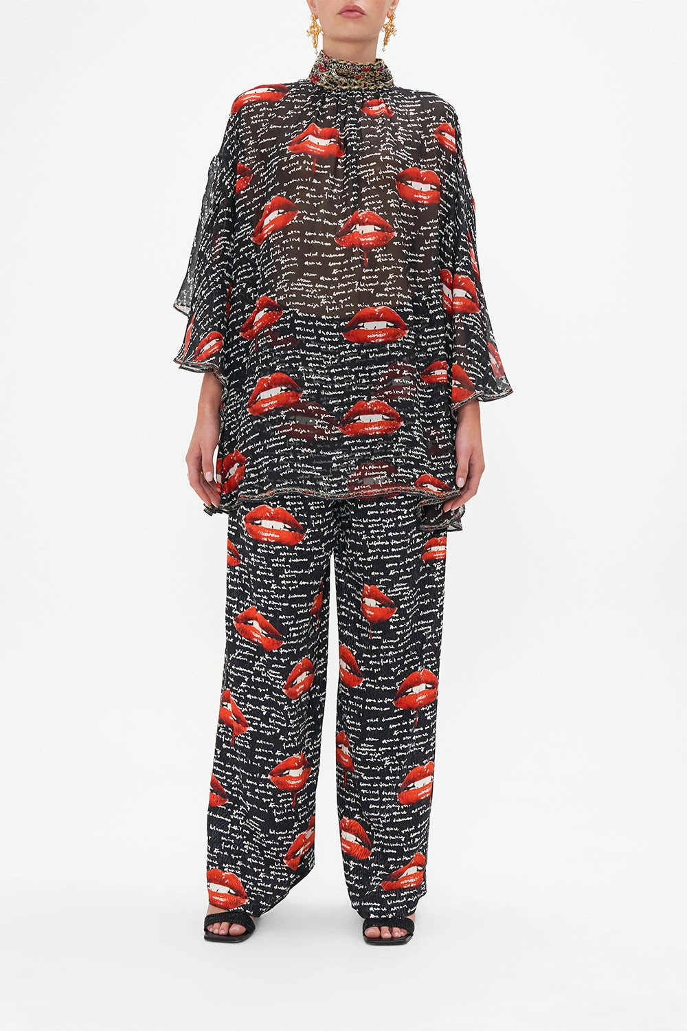 HIGH NECK RUFFLE SLEEVE BLOUSE CHAOS MAGIC 1 HIGH NECK RUFFLE SLEEVE BLOUSE CHAOS MAGIC